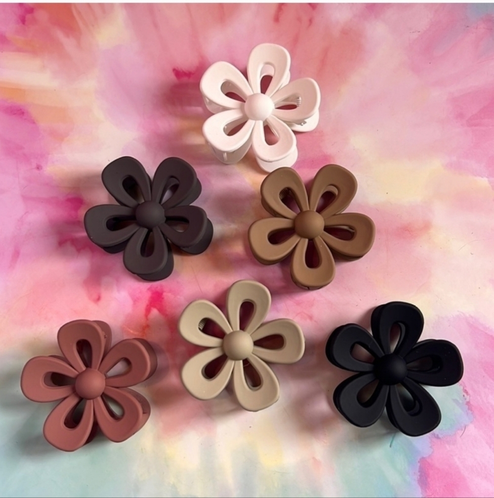 Flower Hair Clips Set of Six Multi Color